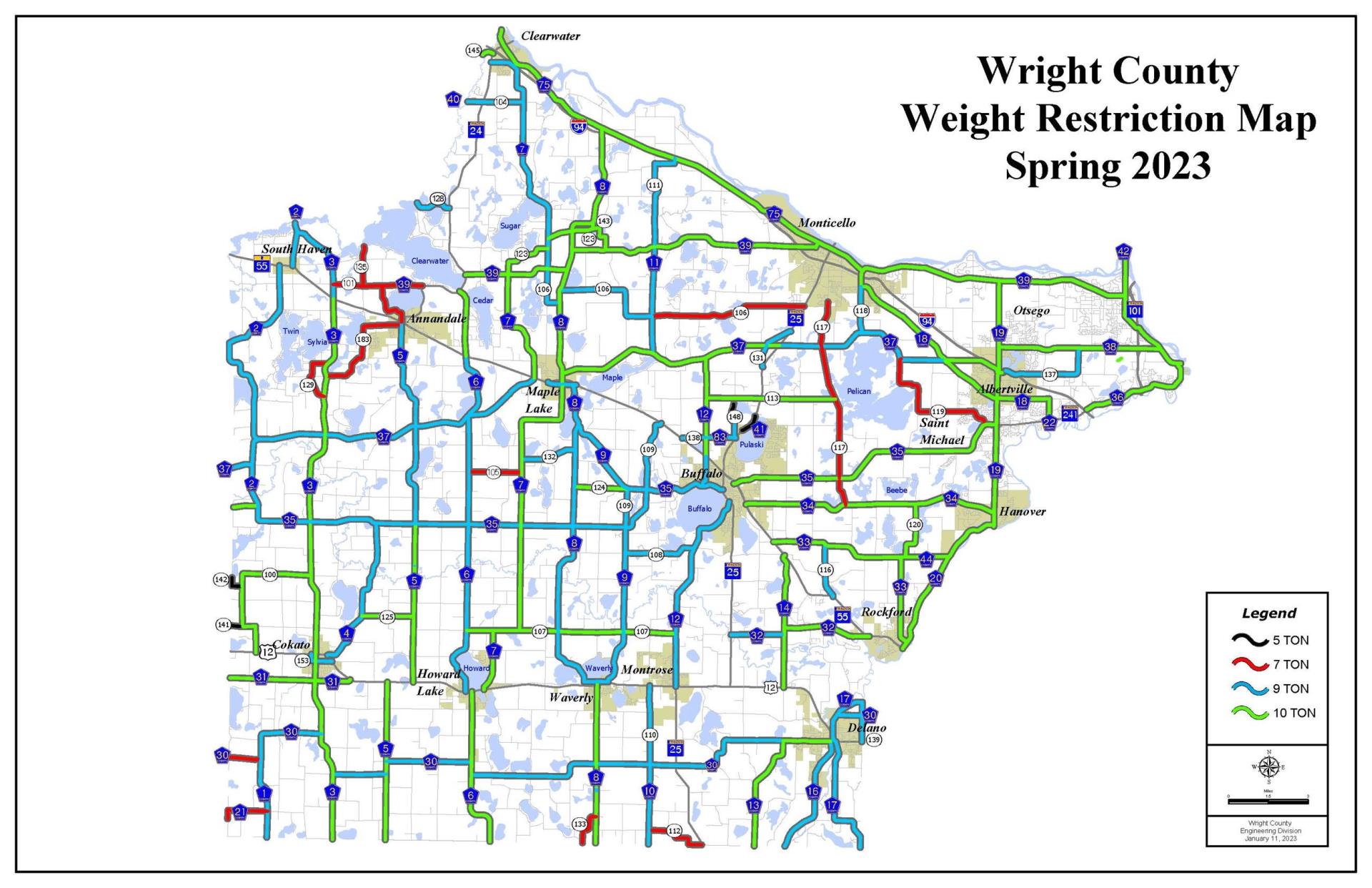 Spring Load Weight Restrictions begin on February 26, 2024